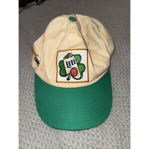 Miller Lite Beer Shamrock St. Patrick's Day Two-Tone Strapback Hat NWOT
